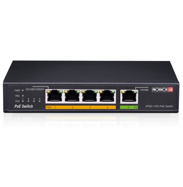 4+1-port Giga PoE Ethernet Switch, 4 giga porta deluju kao PSE downlink , 1G 55W PD Uplink Port